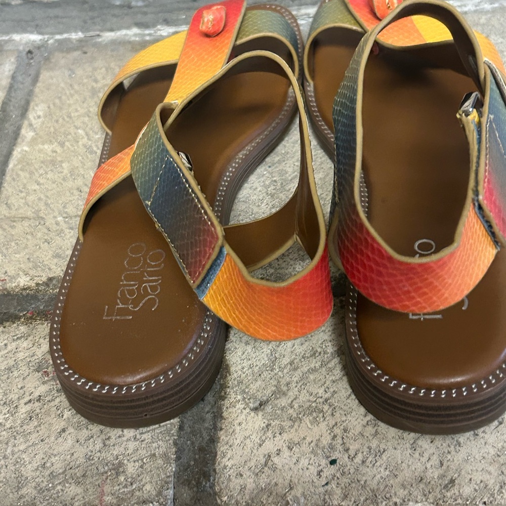 Franco Sarto Women's Multicolor Leather Strappy Sandals - Picture 6 of 6